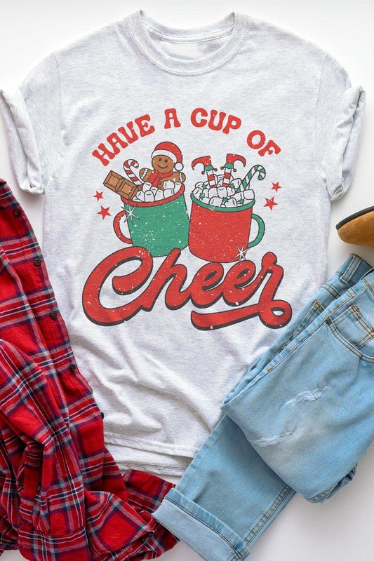 HAVE A CUP OF CHEER GRAPHIC TEE - Queens Palace Boutique