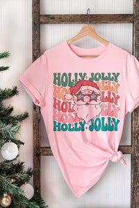 HOLLY JOLLY SANTA GRAPHIC TEE - Queens Palace Boutique