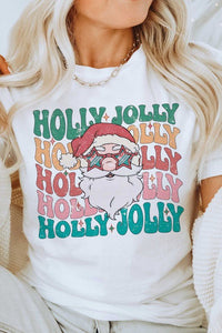 HOLLY JOLLY SANTA GRAPHIC TEE - Queens Palace Boutique