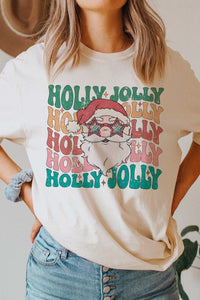 HOLLY JOLLY SANTA GRAPHIC TEE - Queens Palace Boutique